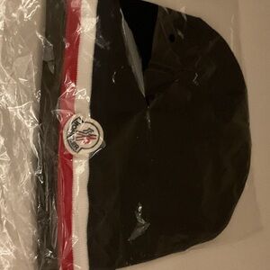 Moncler Black Hat with Red and White Accents